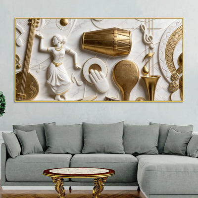 Indian Classical Dance & Musical Instruments 3D Canvas Wall Painting