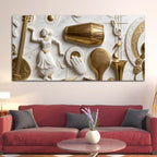 Indian Classical Dance & Musical Instruments 3D Canvas Wall Painting