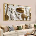 Indian Classical Dance & Musical Instruments 3D Canvas Wall Painting