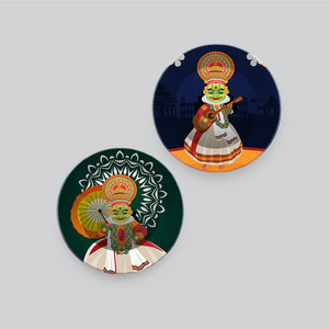 Indian Classical Kathakali Dance Wall Hanging Plates of Two Pieces