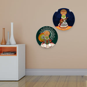 Indian Classical Kathakali Dance Wall Hanging Plates of Two Pieces