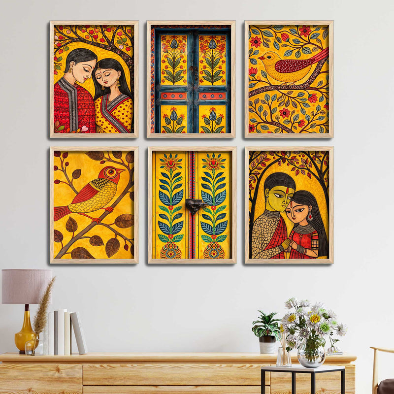 Indian Cultural Art Wall Frame Set of Six