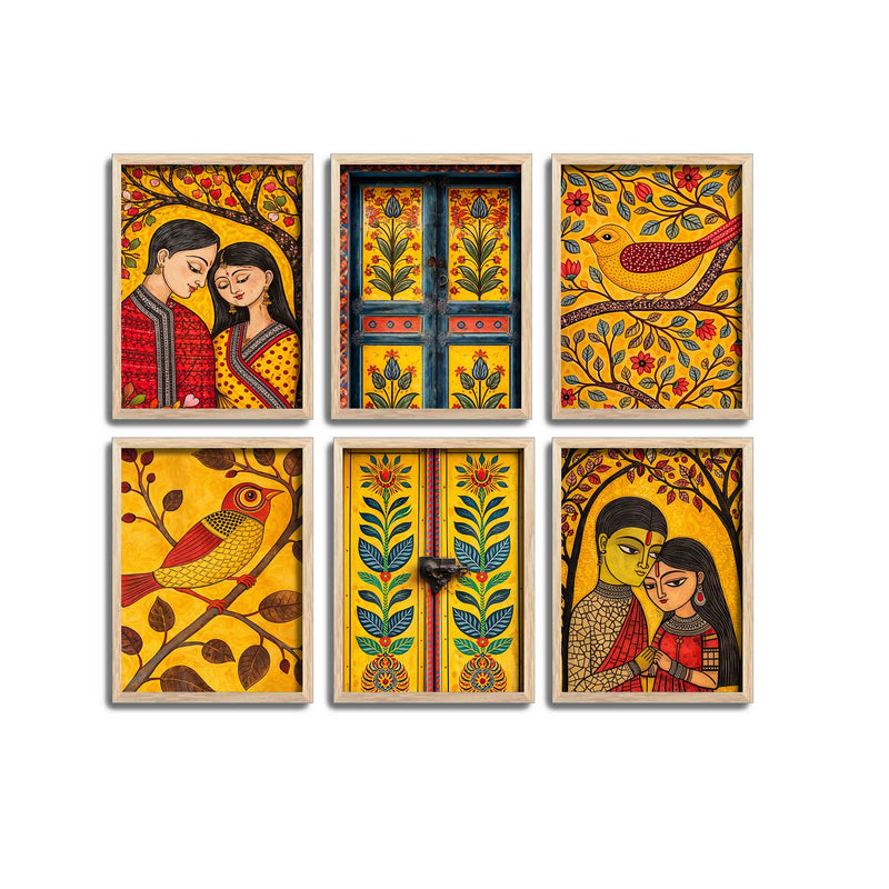 Indian Cultural Art Wall Frame Set of Six