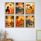 Indian Cultural Artwork Wall Frame Set of Six