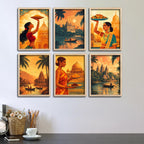 Indian Cultural Artwork Wall Frame Set of Six