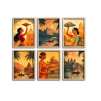 Indian Cultural Artwork Wall Frame Set of Six