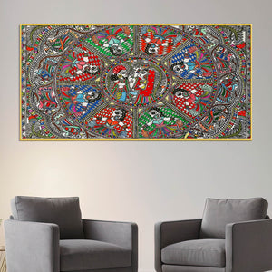 Indian Cultural Inspired Madhubani Canvas Wall Painting