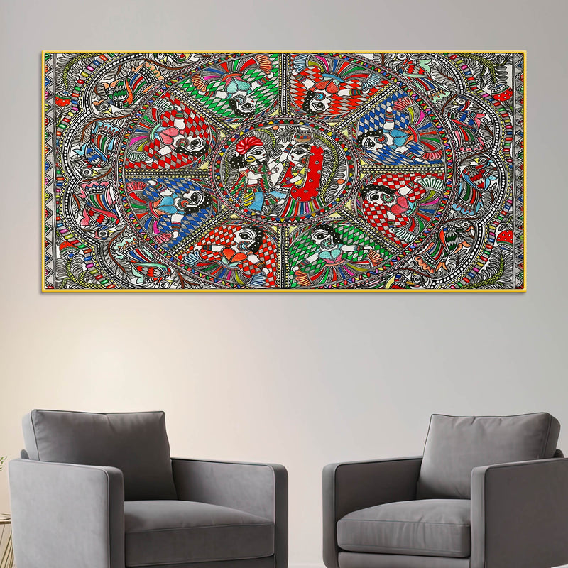 Indian Cultural Inspired Madhubani Canvas Wall Painting