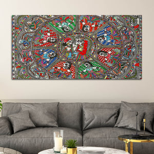 Indian Cultural Inspired Madhubani Canvas Wall Painting