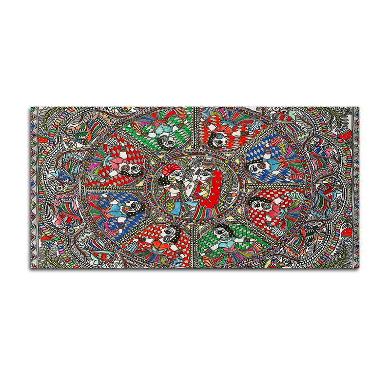 Indian Cultural Inspired Madhubani Canvas Wall Painting