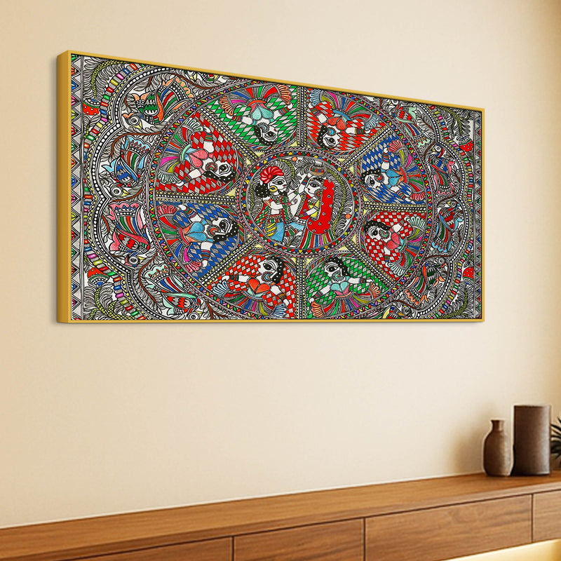 Indian Cultural Inspired Madhubani Canvas Wall Painting