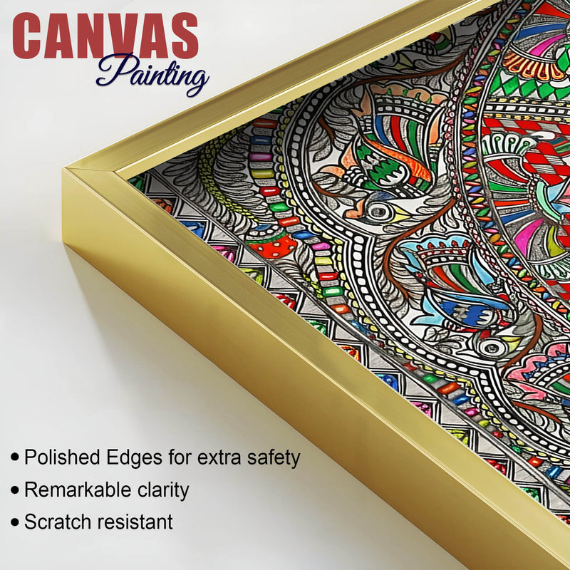 Indian Cultural Inspired Madhubani Canvas Wall Painting