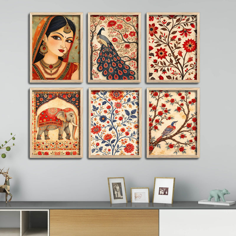 Indian Decorative Wall Frame Set of Six for Home Decor