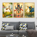 Indian Devotional Wall Art Canvas Painting Set of Three