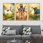 Indian Devotional Wall Art Canvas Painting Set of Three