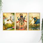 Indian Devotional Wall Art Canvas Painting Set of Three