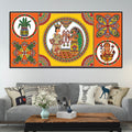 Indian Festive Folk Art Wedding Theme Canvas Wall Painting