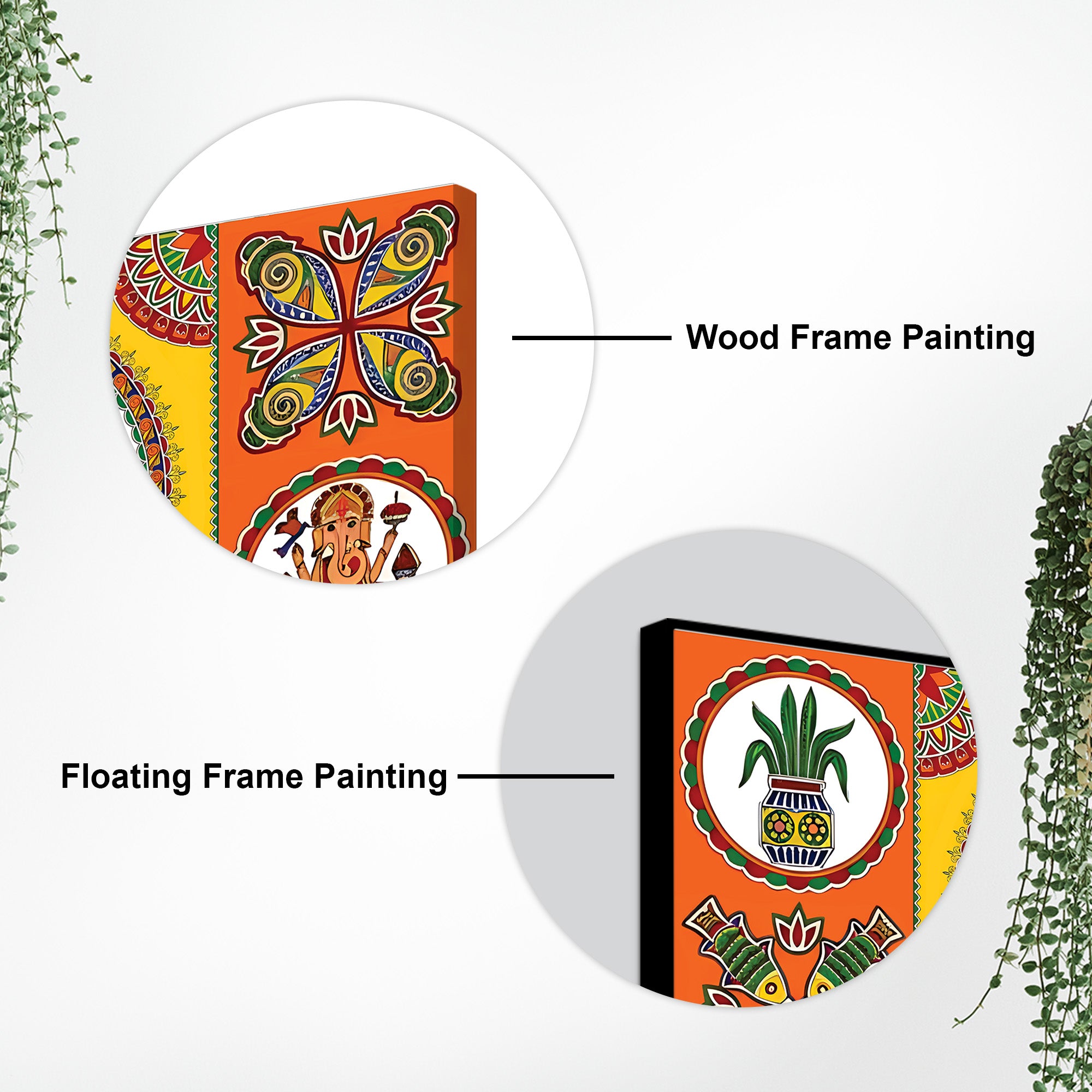 Indian Festive Folk Art Wedding Theme Canvas Wall Painting