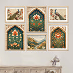 Indian Floral Paradise Wall Art Frame Set of 6