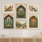 Indian Floral Paradise Wall Art Frame Set of 6