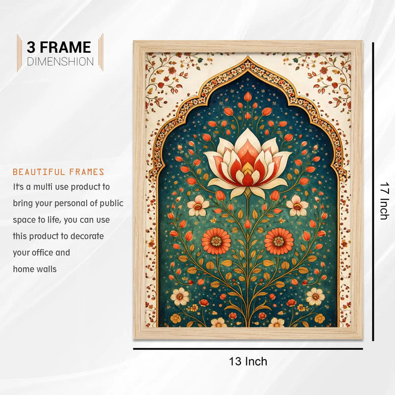 Indian Floral Paradise Wall Art Frame Set of 6