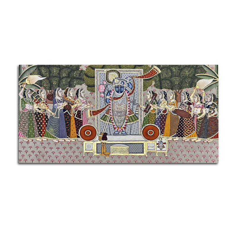 Indian Heritage Nathdwara Shreenathji Darbar Pichwai Canvas Wall Painting for Home & Temple