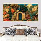 indian-heritage-peacock-in-secret-garden-of-a-palace-canvas-wall-painting