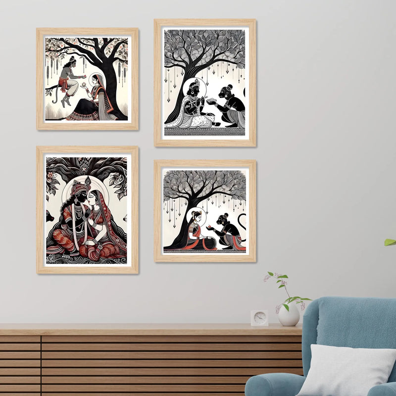 Indian Mythology Wall Art Frame Set of 4