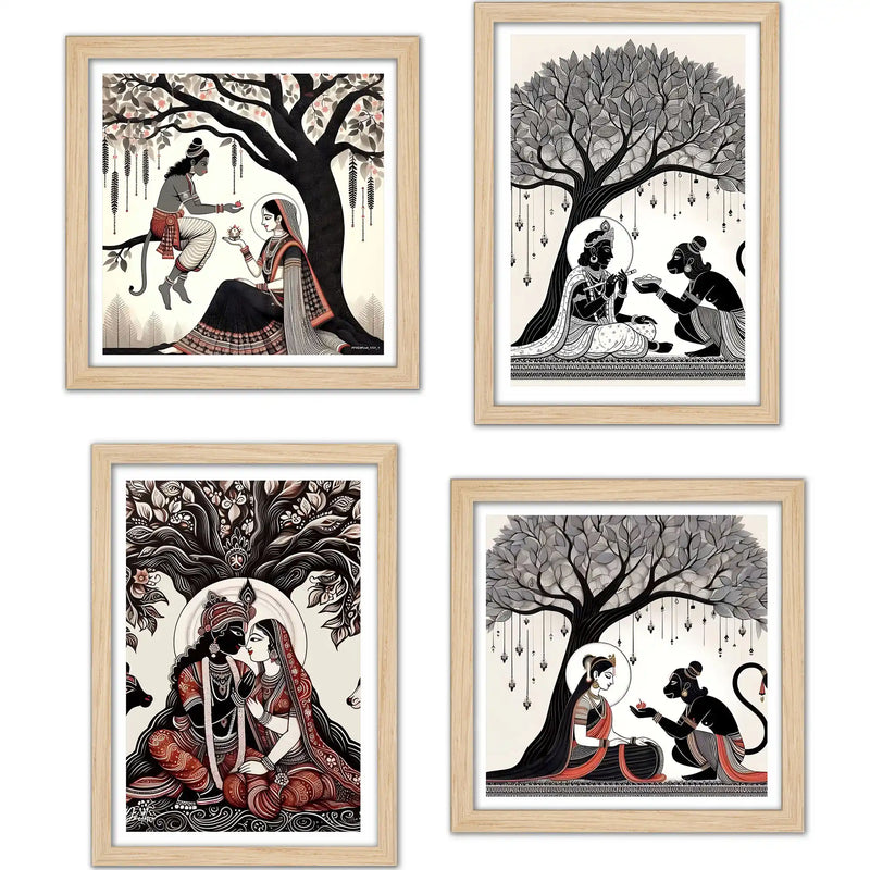 Indian Mythology Wall Art Frame Set of 4
