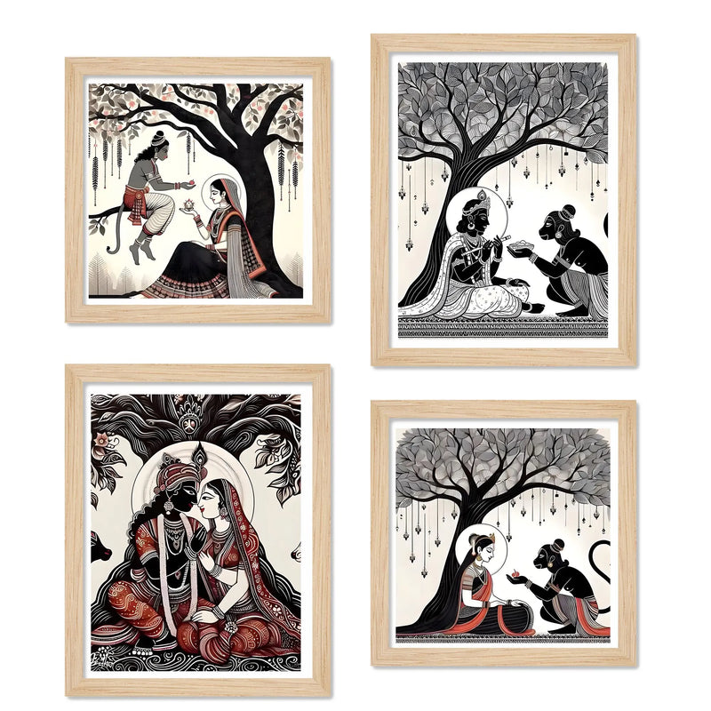 Indian Mythology Wall Art Frame Set of 4