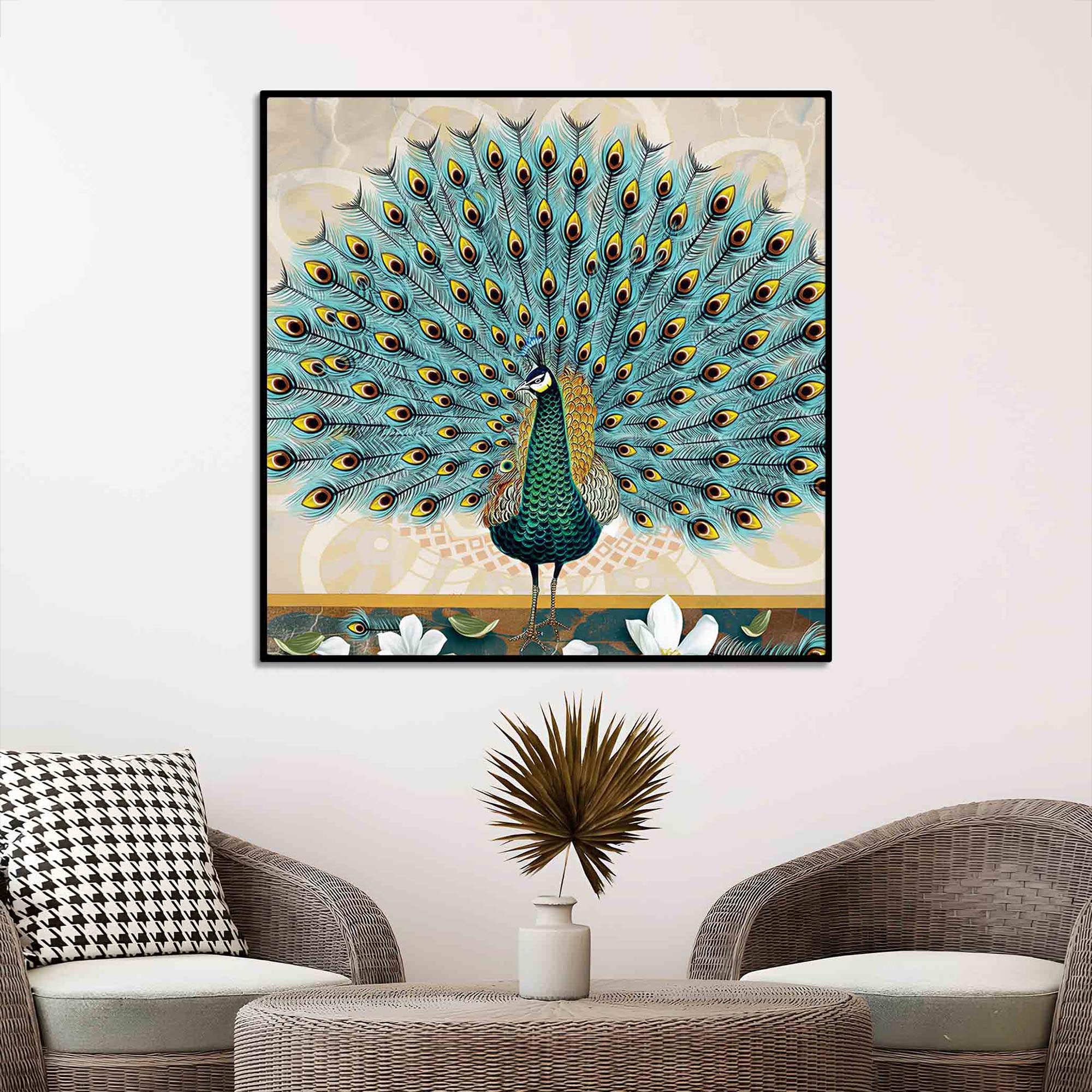 Indian Peacock Canvas Painting | Royal Wall Art for Home