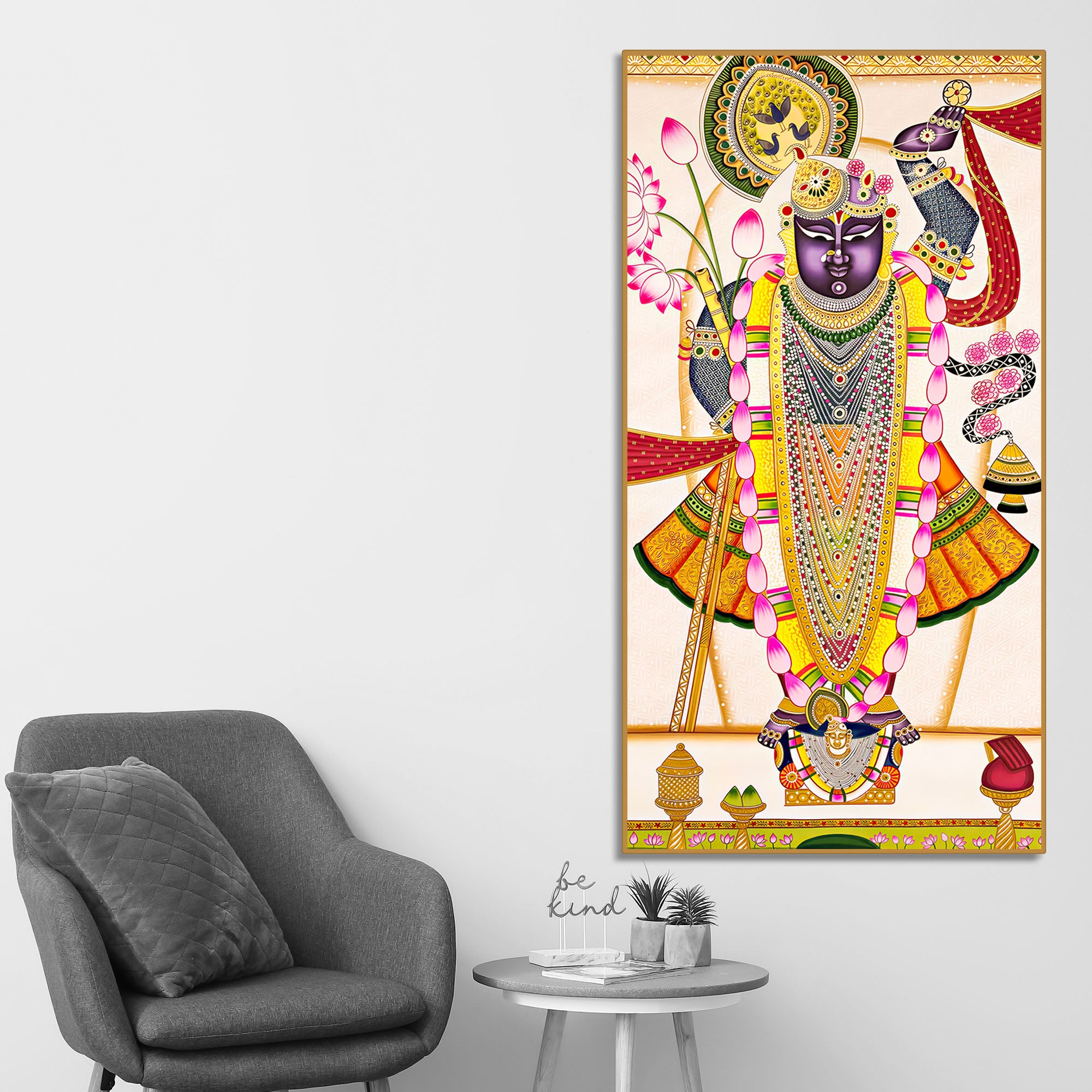 Indian Pichwai Art Shrinathji Canvas Painting | Premium Devotional Wall Art