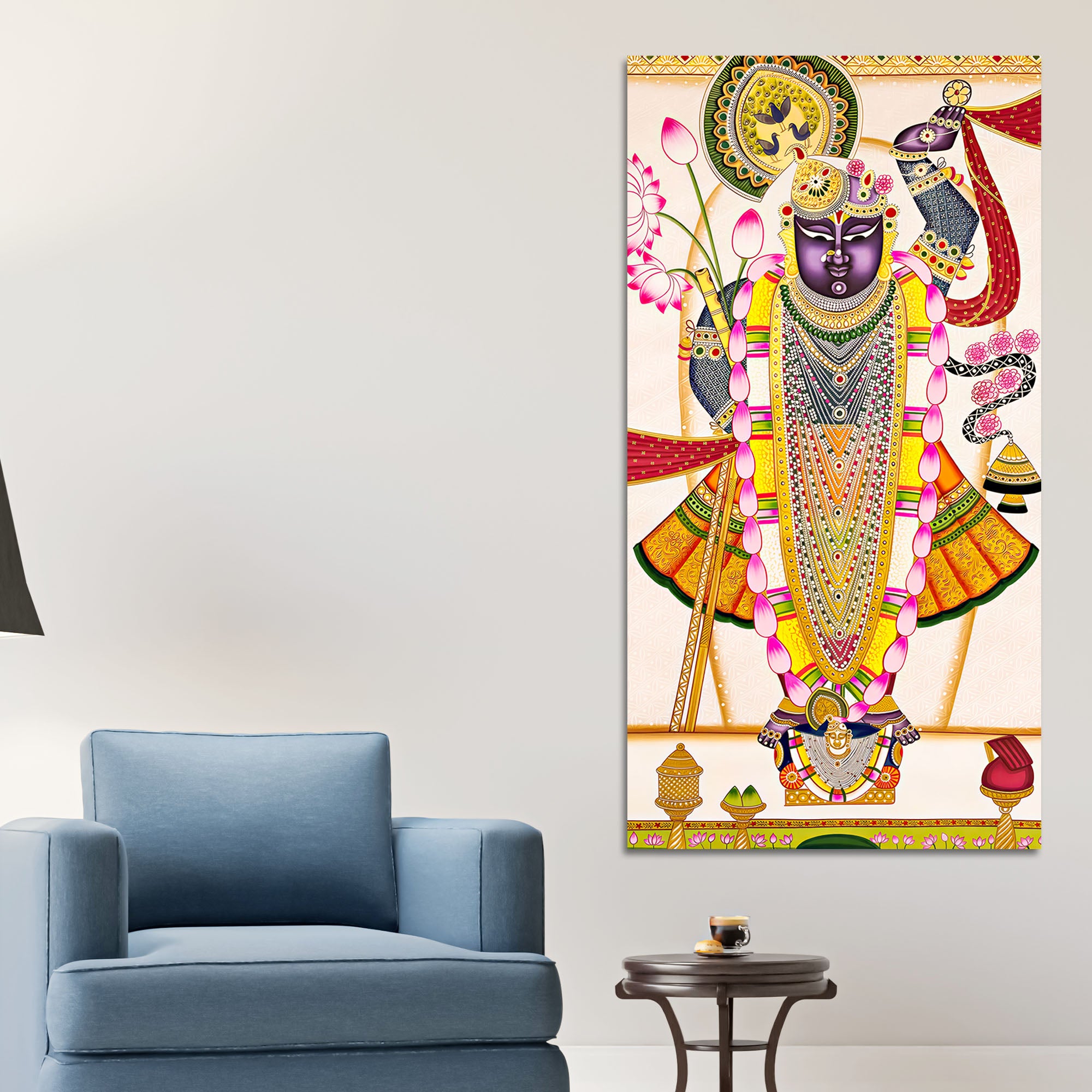 Indian Pichwai Art Shrinathji Canvas Painting | Premium Devotional Wall Art