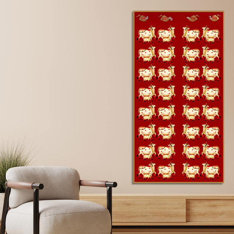 Indian Pichwai Cow Canvas Wall Décor | Ethnic Wall Décor for Home & Gifting