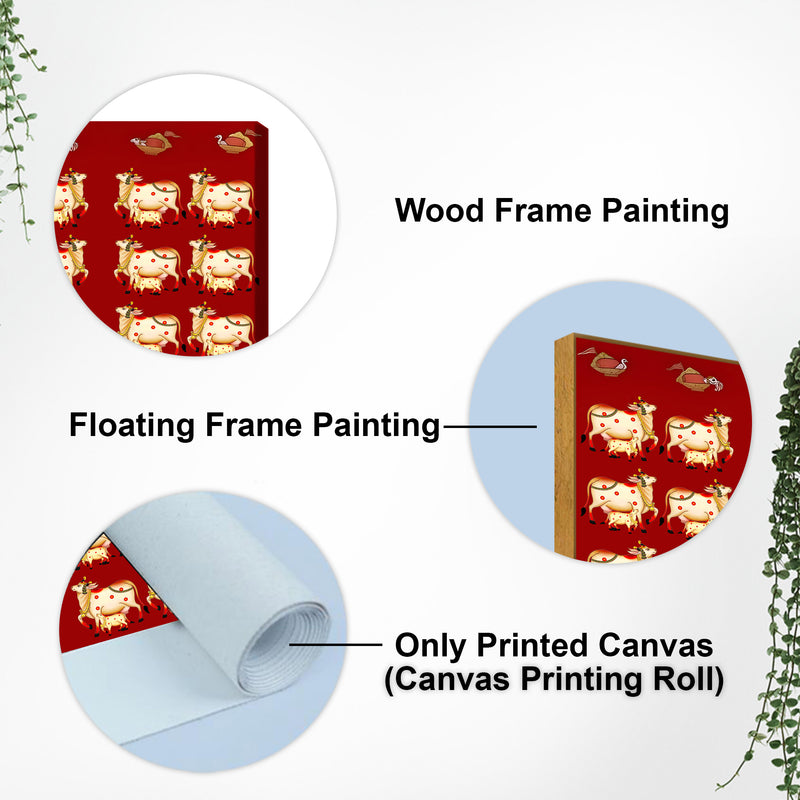 Indian Pichwai Cow Canvas Wall Décor | Ethnic Wall Décor for Home & Gifting
