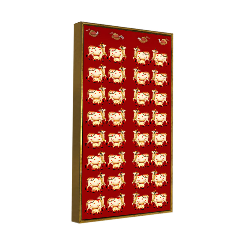 Indian Pichwai Cow Canvas Wall Décor | Ethnic Wall Décor for Home & Gifting
