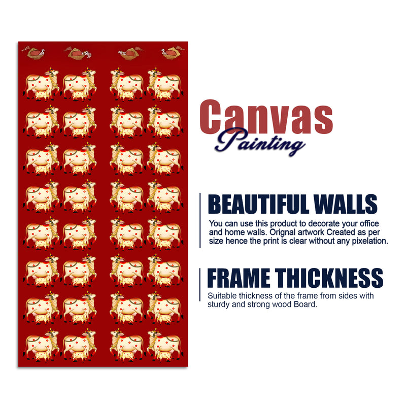 Indian Pichwai Cow Canvas Wall Décor | Ethnic Wall Décor for Home & Gifting