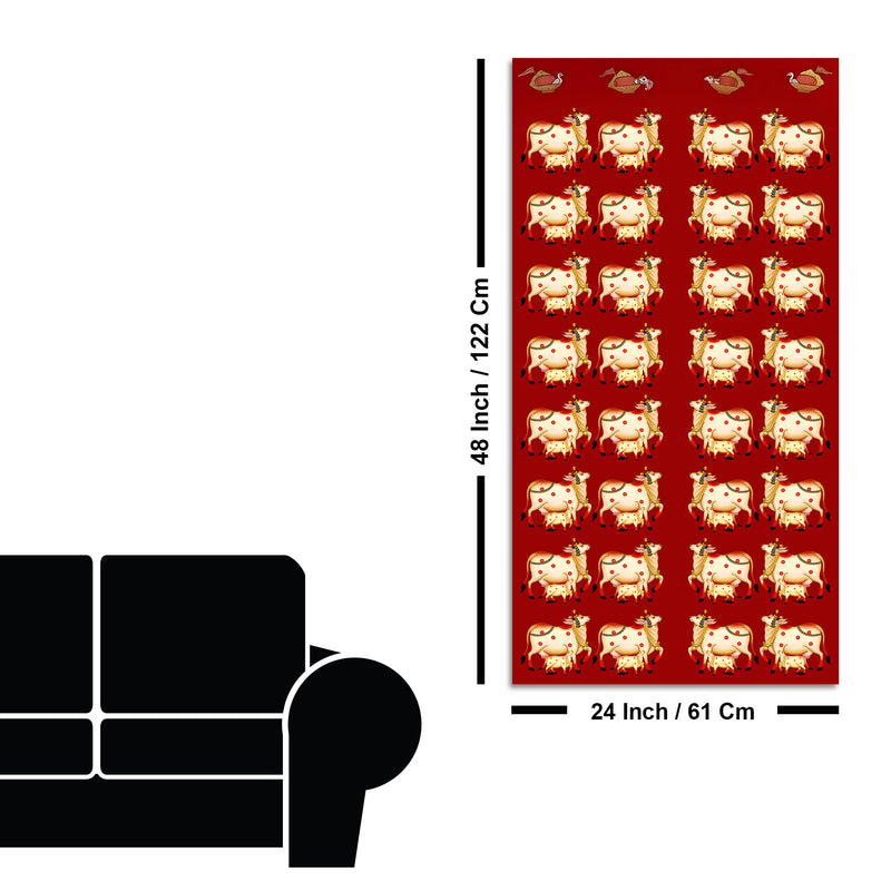 Indian Pichwai Cow Canvas Wall Décor | Ethnic Wall Décor for Home & Gifting