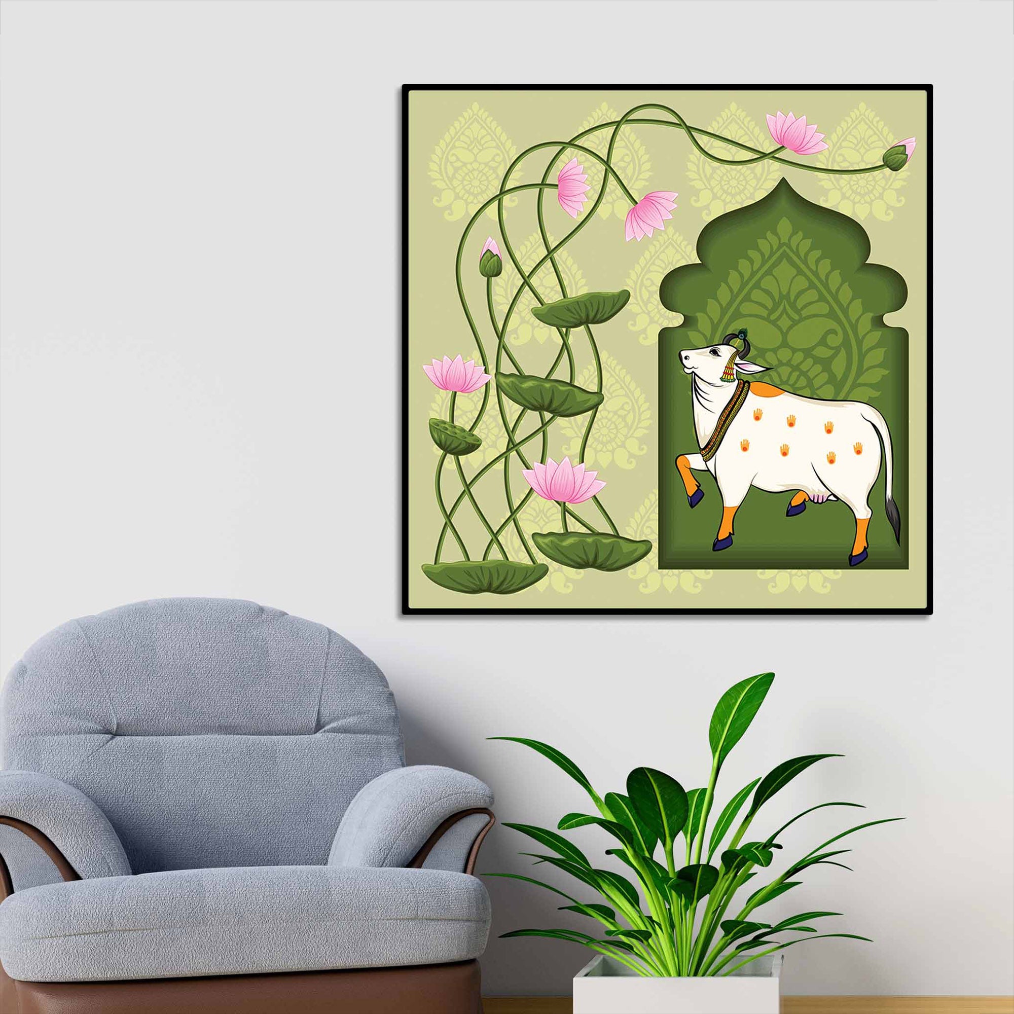 Indian Pichwai Cow Painting | Elegant Ethnic Wall Decor