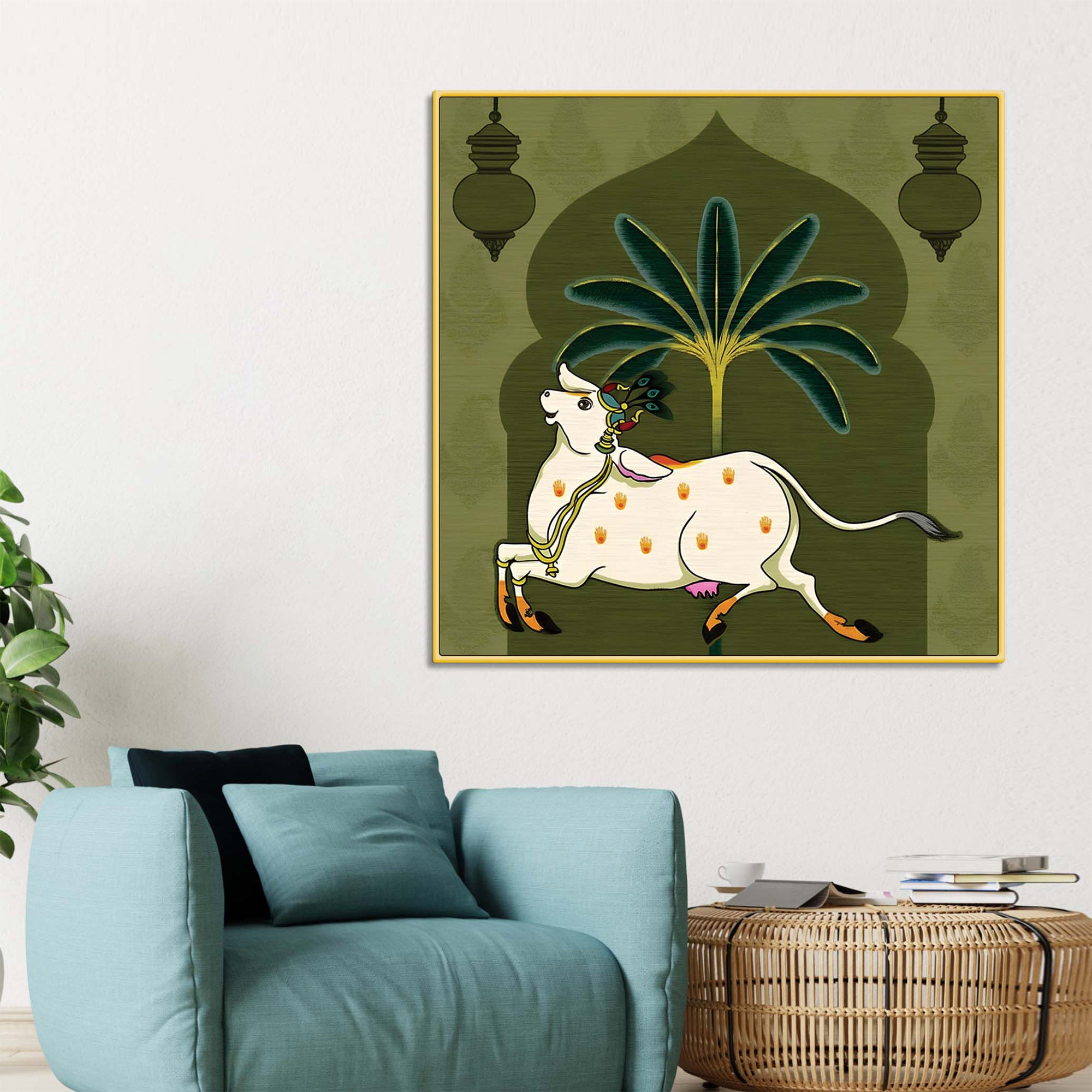 Indian Pichwai Cow Painting | Traditional Temple Style Wall Art