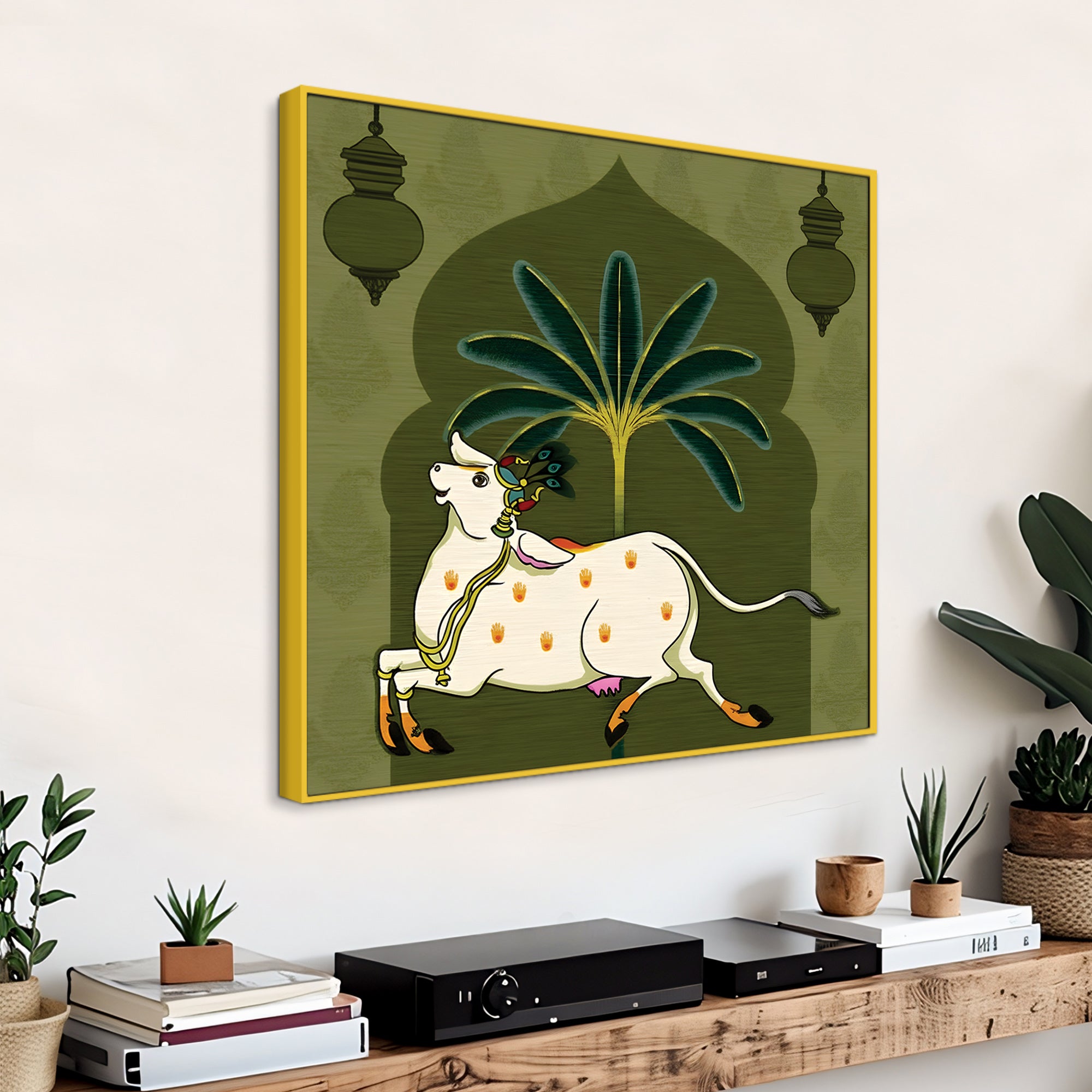 Indian Pichwai Cow Painting | Traditional Temple Style Wall Art