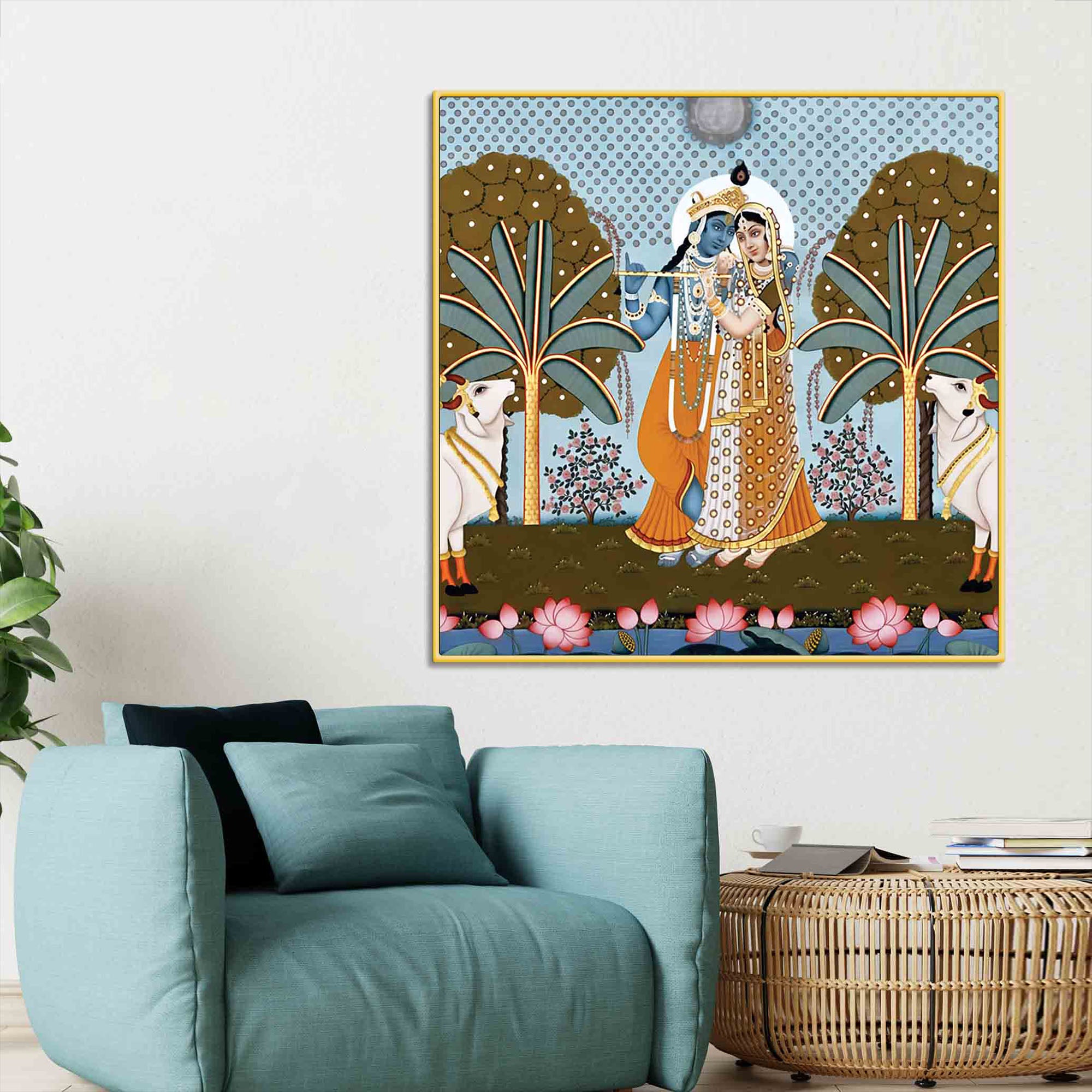  indian-pichwai-radha-krishna-wall-painting-living-room-decor