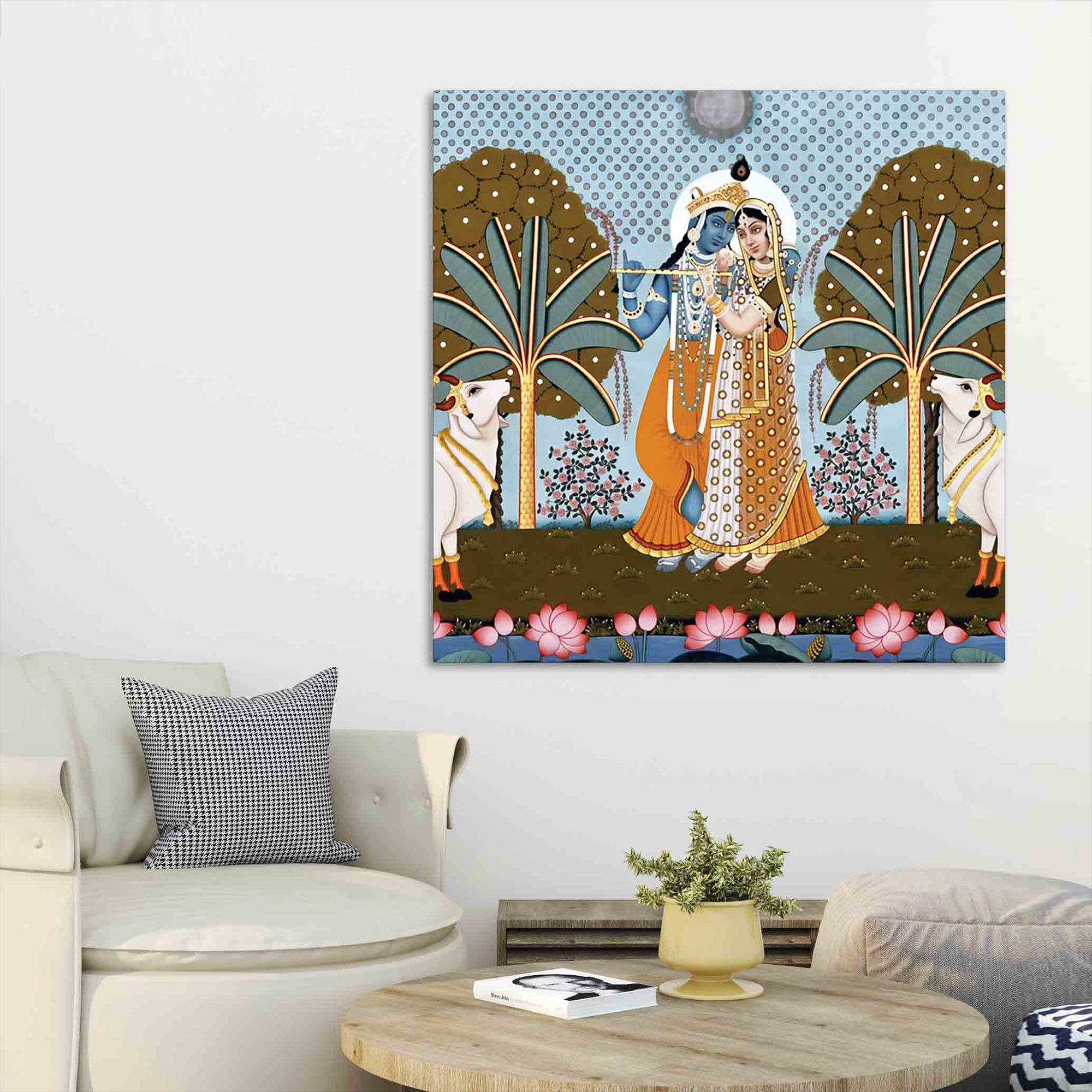 Indian Pichwai Radha Krishna Wall Painting | Living Room Décor