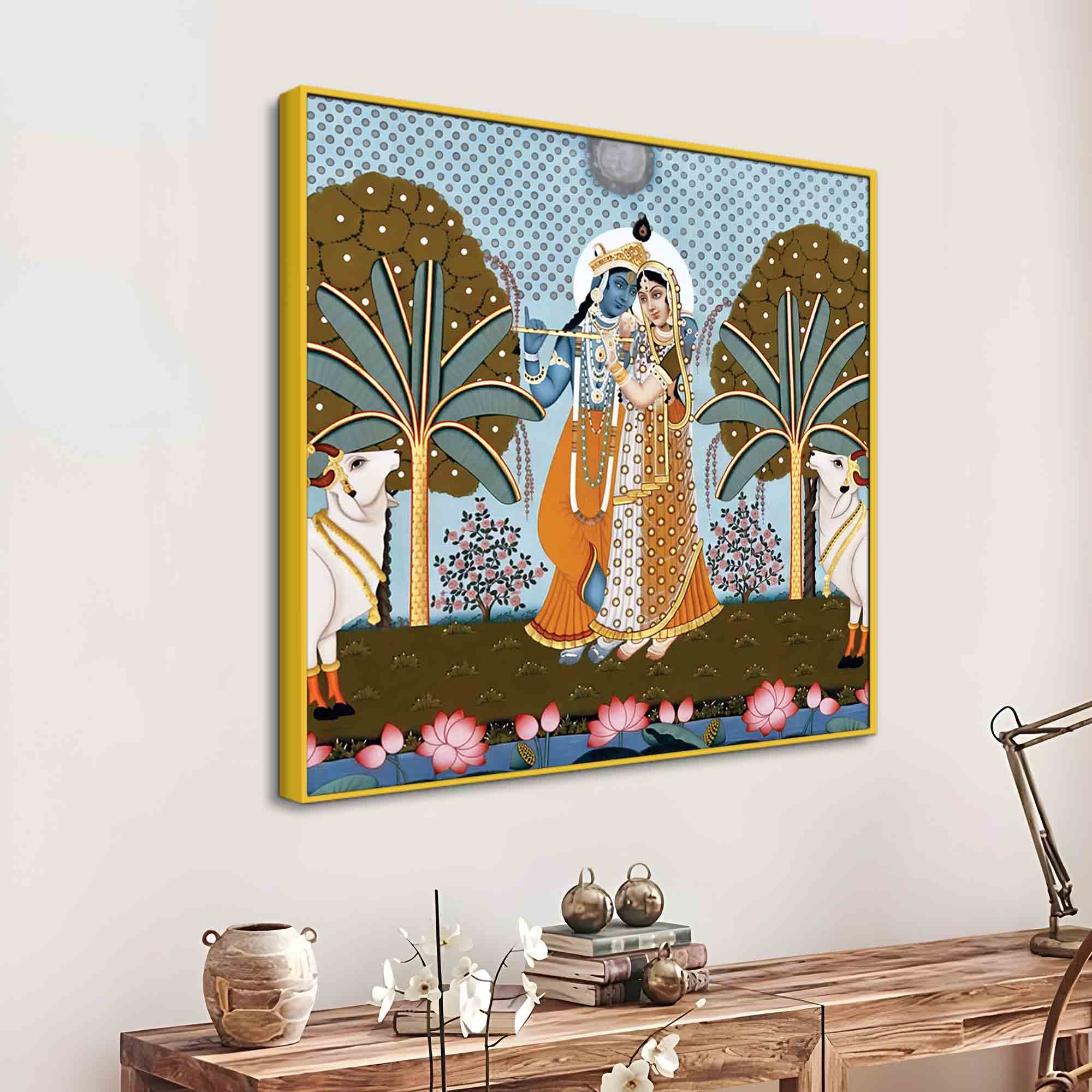 Indian Pichwai Radha Krishna Wall Painting | Living Room Décor