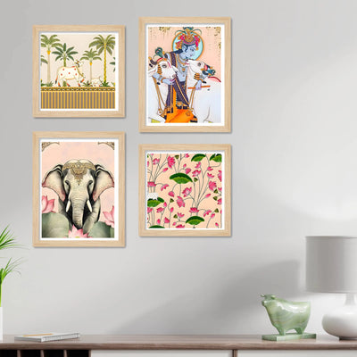 Indian Pichwai Wall Art Frame Set of 4