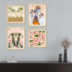 Indian Pichwai Wall Art Frame Set of 4