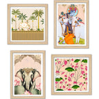 Indian Pichwai Wall Art Frame Set of 4