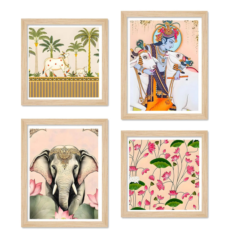 Indian Pichwai Wall Art Frame Set of 4