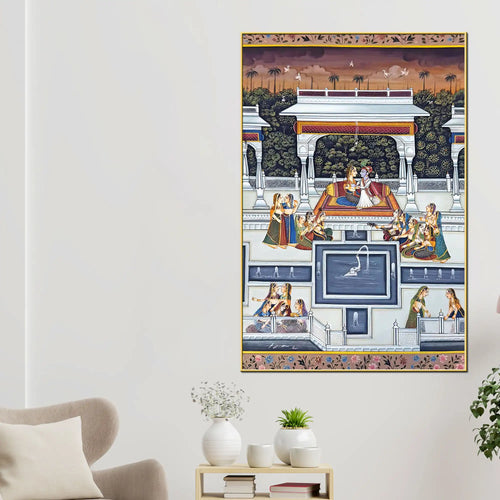 Authentic Indian Raja Rani In Music Night Canvas Wall Painting