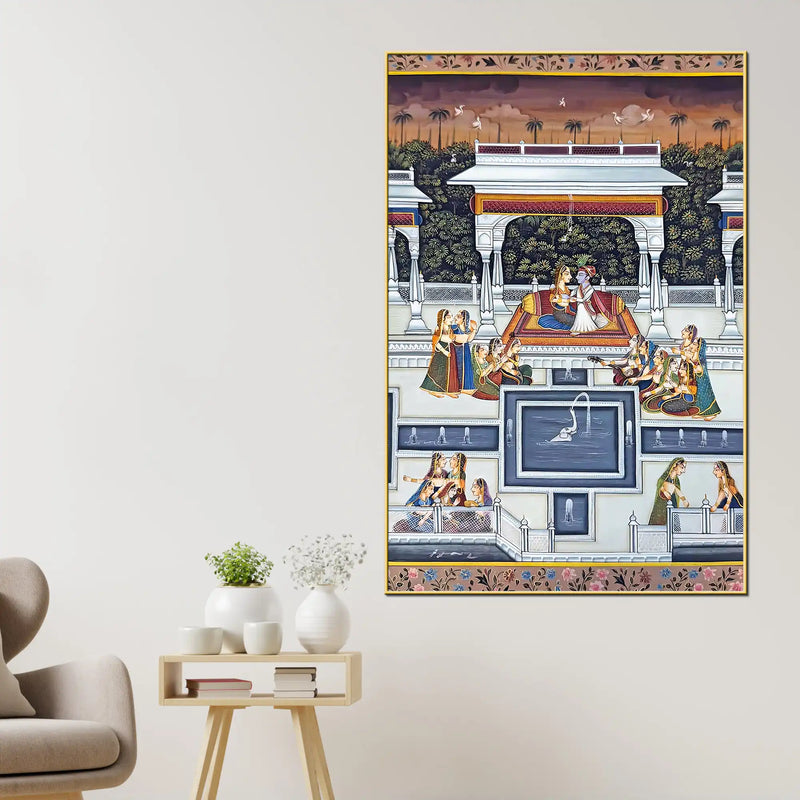 Authentic Indian Raja Rani In Music Night Canvas Wall Painting